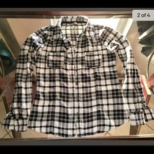 BKE plaid flannel black and white shirt